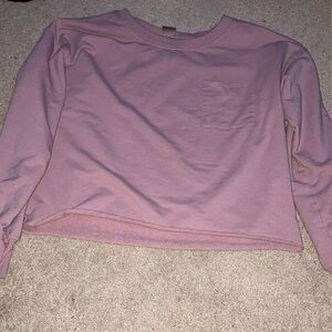 Pink And Green Crew Neck Long Sleeve Cropped Sweatshirts